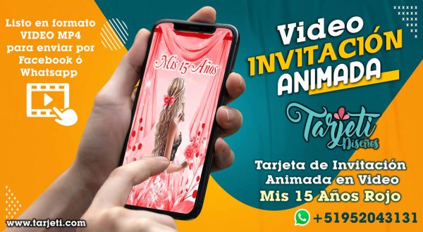 Video Invitación de 15 Años Rojo en MP4