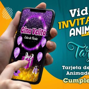 Video Invitación de Cumple Morado en MP4