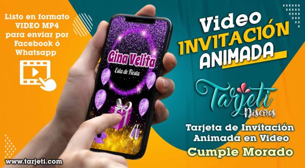 Video Invitación de Cumple Morado en MP4