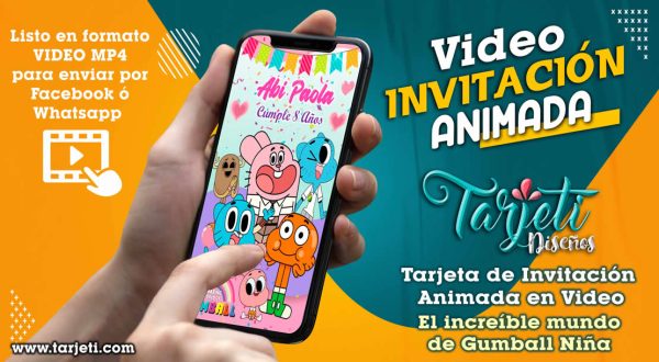 Video Invitación de El increíble Mundo de Gumball Niña en MP4