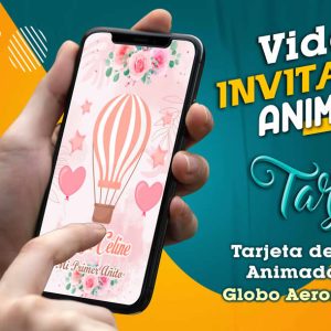 Video Invitación de Globo Aerostático Coral en MP4