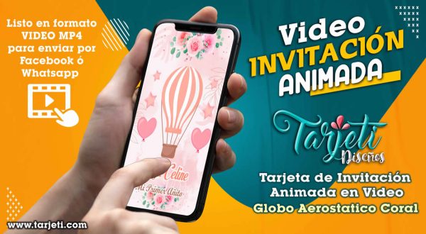 Video Invitación de Globo Aerostático Coral en MP4