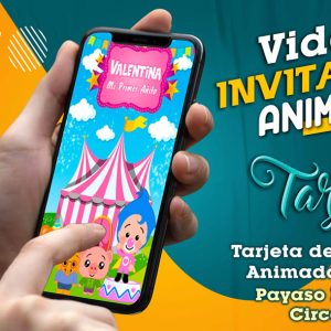 Video Invitación de Payaso Plim Plim Circo Rosa en MP4