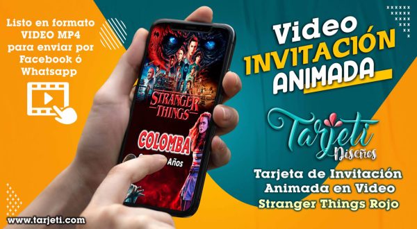 Video Invitación de Stranger Things Rojo en MP4