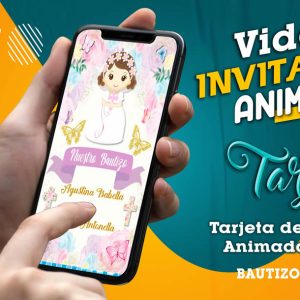 Video Invitación de Bautizo Mariposas en MP4