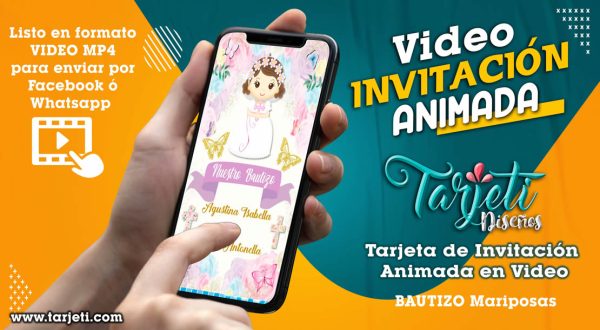 Video Invitación de Bautizo Mariposas en MP4
