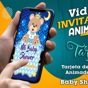 Video Invitación de Baby Shower Oso Azul en MP4