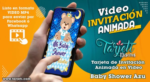 Video Invitación de Baby Shower Oso Azul en MP4