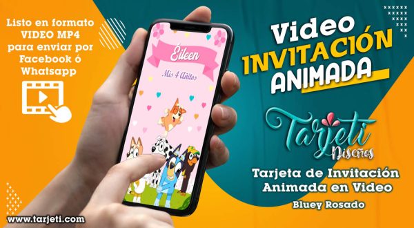 Video Invitación de Bluey Rosado en MP4