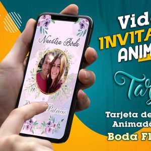 Video Invitación de Boda Floral Lila en MP4