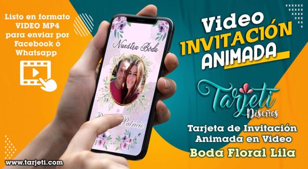 Video Invitación de Boda Floral Lila en MP4
