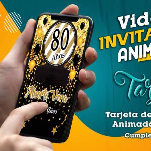 Video Invitación de Cumple Adulto 80 Años en MP4
