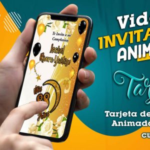 Video Invitación de Cumple Adulto Dorado Blanco en MP4