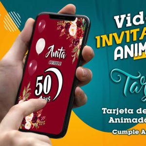 Video Invitación de Cumple Adulto Guinda en MP4