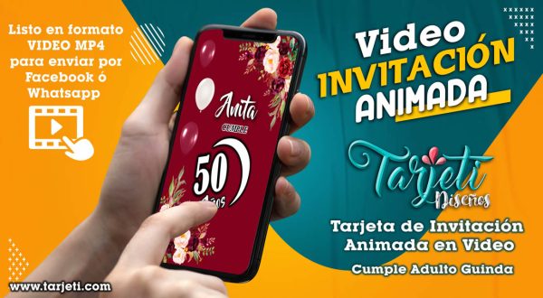 Video Invitación de Cumple Adulto Guinda en MP4
