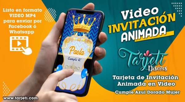 Video Invitación de Cumple Azul Dorado en MP4