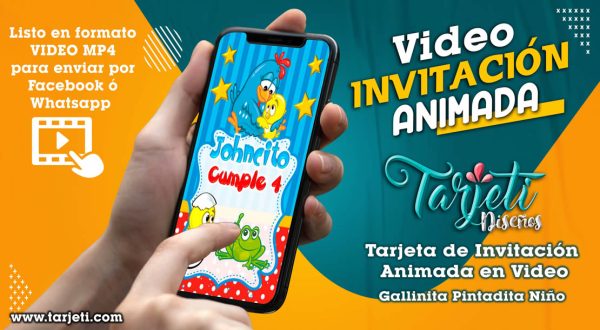 Video Invitación de Gallina Pintadita Niño en MP4