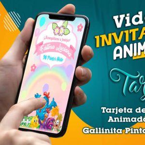 Video Invitación de Gallina Pintadita Pastel en MP4