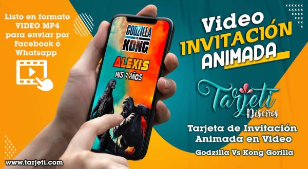 Video Invitación de Godzilla Vs Kong Gorilla en MP4