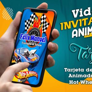 Video Invitación de Hot Wheels Azul en MP4