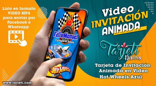 Video Invitación de Hot Wheels Azul en MP4