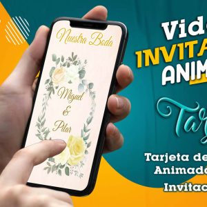 Video Invitación de Boda Floral Amarillo en MP4
