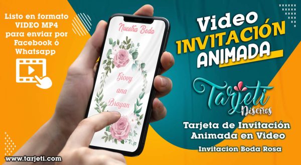 Video Invitación de Boda Floral Rosa en MP4