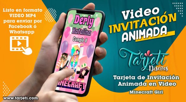 Video Invitación de Minecraft Niña Girl en MP4