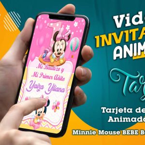 Video Invitación de Minnie Mouse Bebe Bautizo y Cumpleaños en MP4