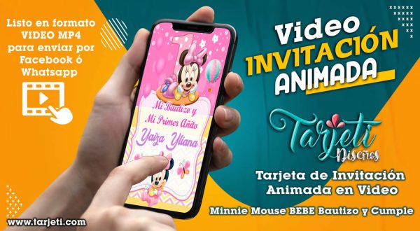 Video Invitación de Minnie Mouse Bebe Bautizo y Cumpleaños en MP4