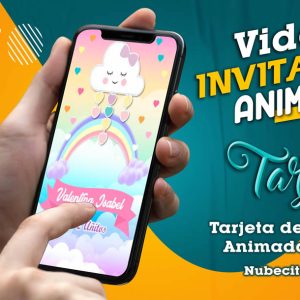 Video Invitación de Nubecitas Arcoiris en MP4