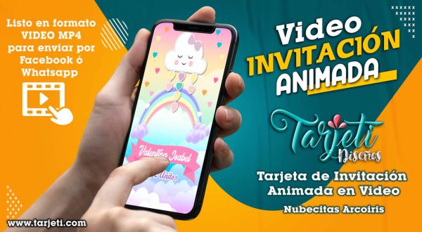 Video Invitación de Nubecitas Arcoiris en MP4