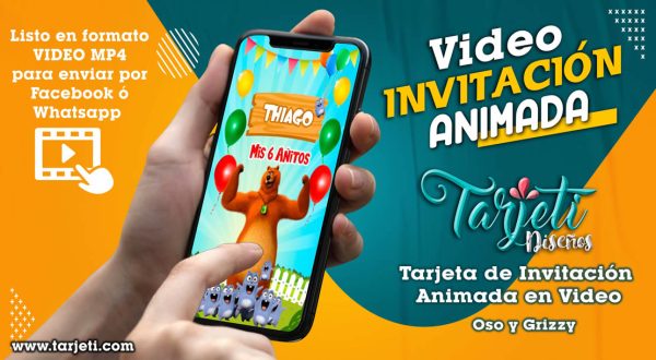 Video Invitación de Oso y Grizzy en MP4