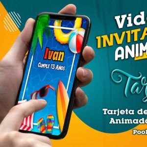 Video Invitación de Pool Party Piscina en MP4