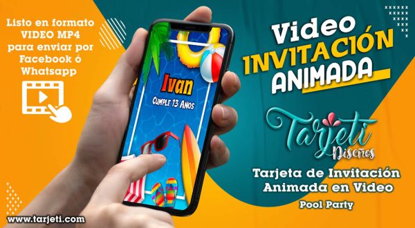 Video Invitación de Pool Party Piscina en MP4