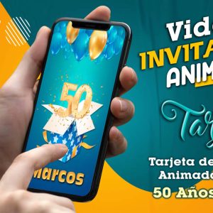 Video Invitación de 50 Celeste en MP4