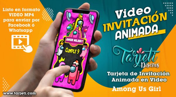 Video Invitación de Among Us Girl en MP4