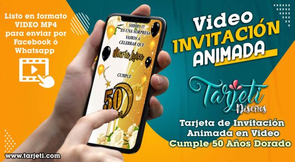 Video Invitación de 50 Dorado en MP4