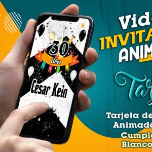 Video Invitación de Cumple Adulto Blanco y Negro en MP4