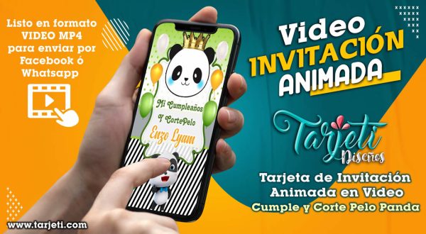 Video Invitación de Cumple y Corte Pelo Panda en MP4