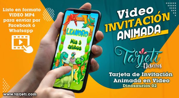 Video Invitación de Dinosaurios 02 en MP4