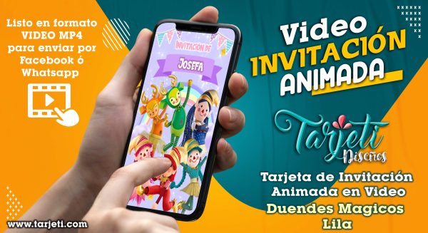 Video Invitación de Duendes Magicos Lila en MP4