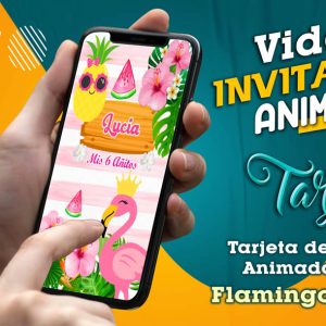 Video Invitación de Flamingo Hawaian en MP4