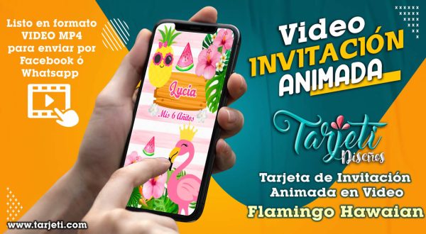 Video Invitación de Flamingo Hawaian en MP4