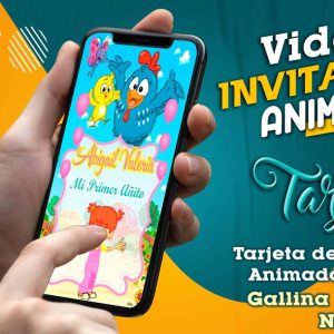 Video Invitación de Gallina Pintadita Niña en MP4