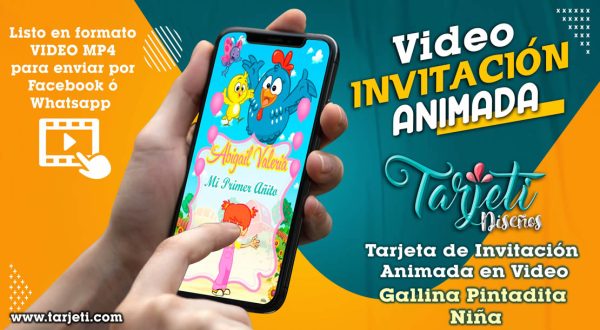 Video Invitación de Gallina Pintadita Niña en MP4