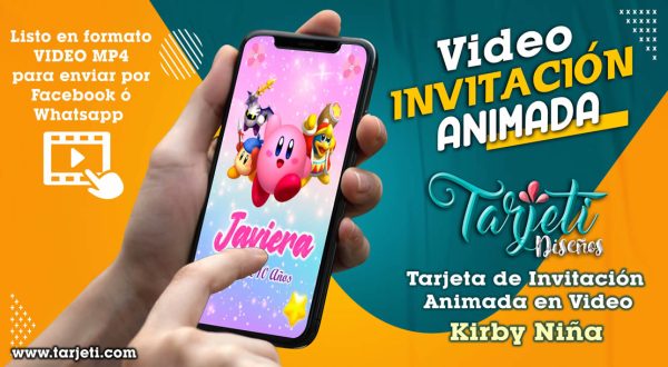 Video Invitación de Kirby Niña en MP4