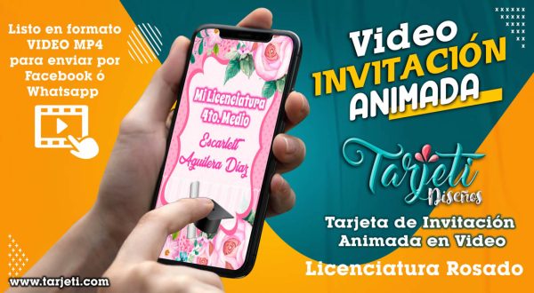 Video Invitación de Licenciatura Rosado en MP4