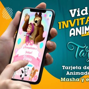 Video Invitación de Masha y el Oso Pastel en MP4