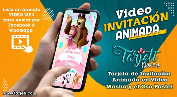 Video Invitación de Masha y el Oso Pastel en MP4